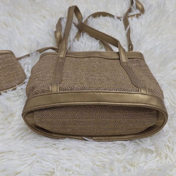 5 For $25 Gold and Tan Shoulder Bags with Natural Fiber Look - Picture 3 of 6